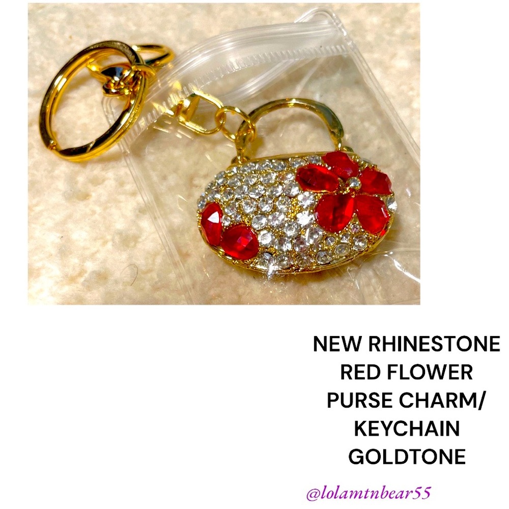 NEW RHINESTONE PURSE CHARM/KEY HOLDER WITH LOBSTER CLASP TO CLIP ON PURSE, JEANS